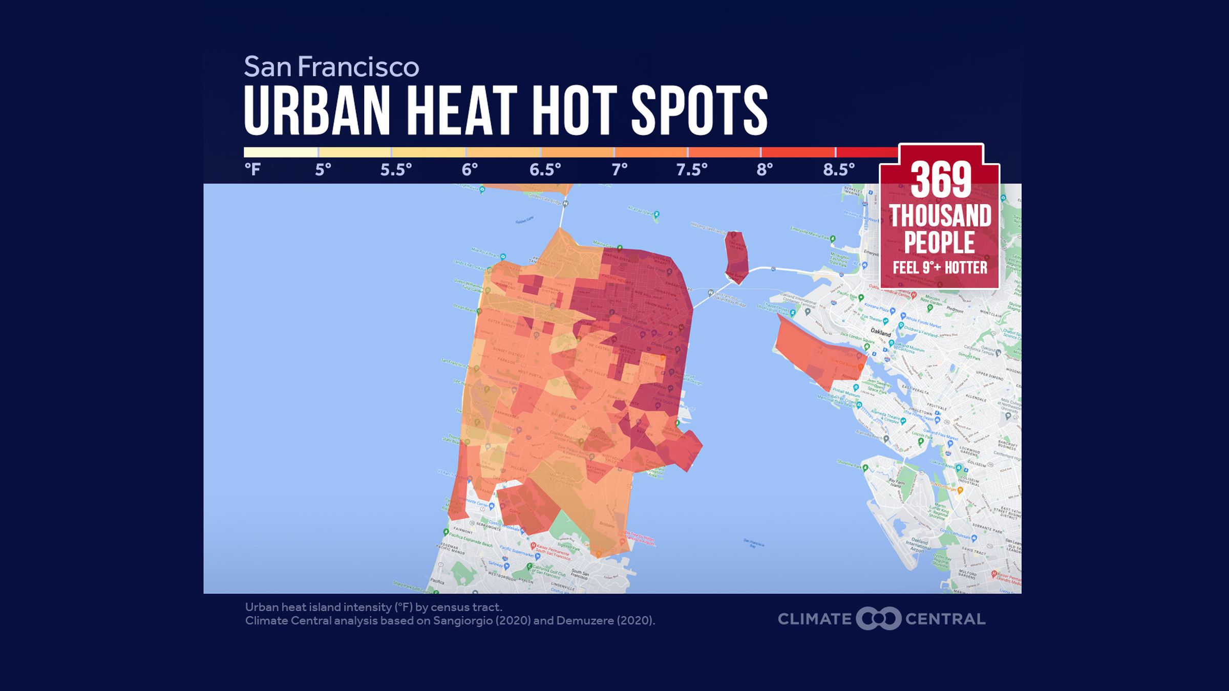 A map of San Francisco that’s shaded yellow to red to show which neighborhoods are hottest.
