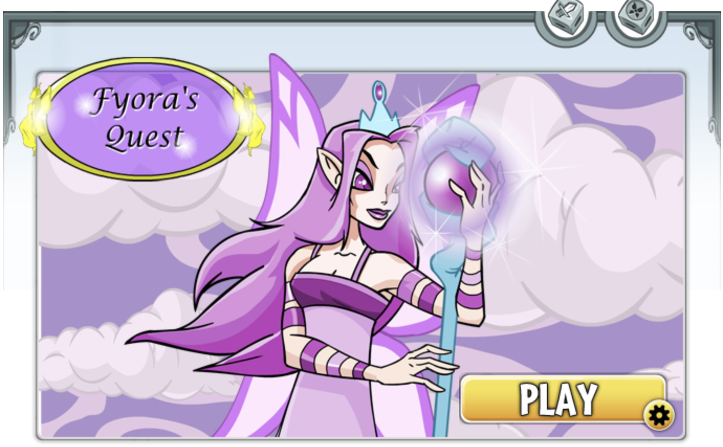 Screenshot from neopets.com featuring the start screen for the browser game Faerie Caves II.
