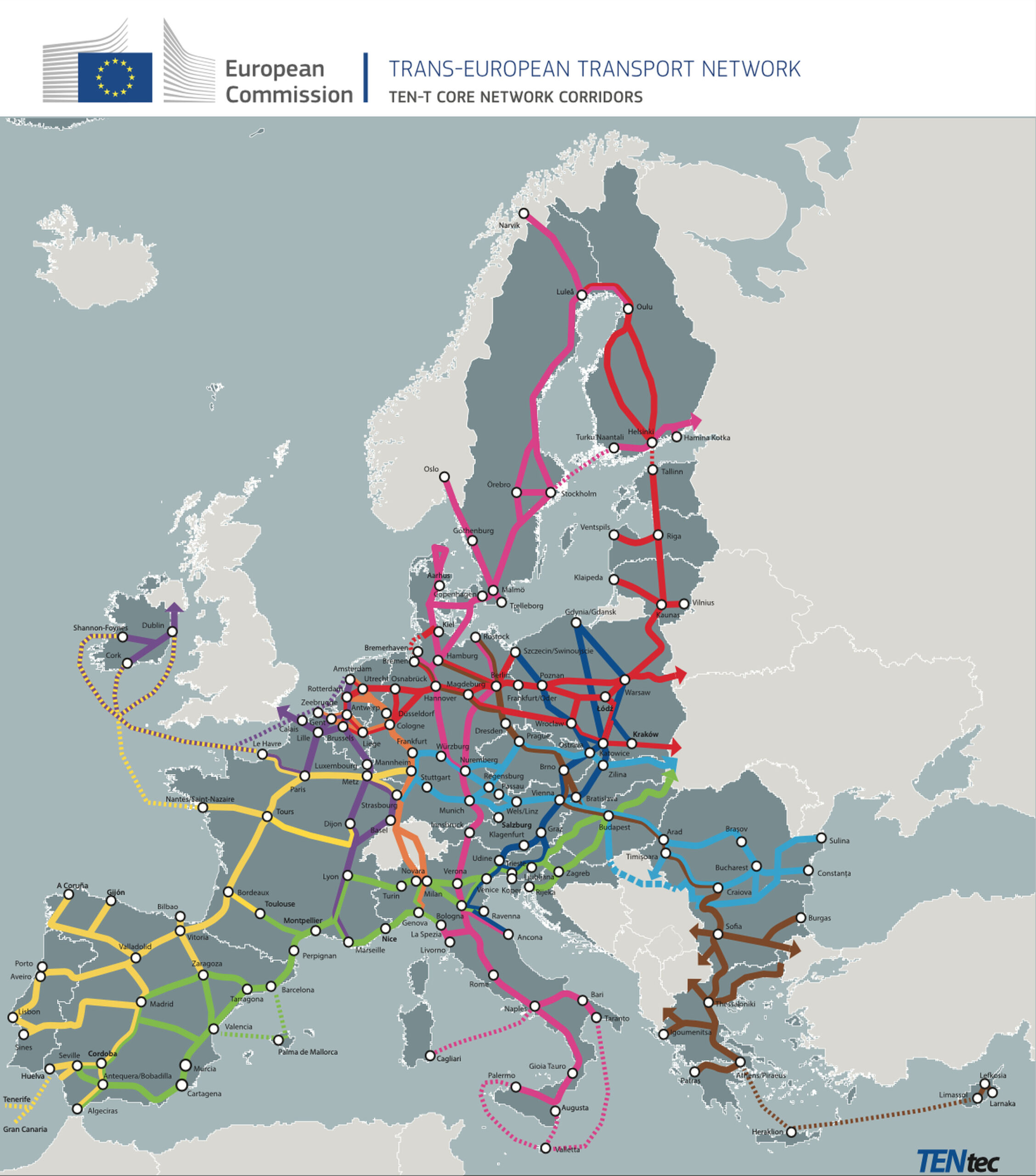 Europe’s TEN-T “core” network of highways.