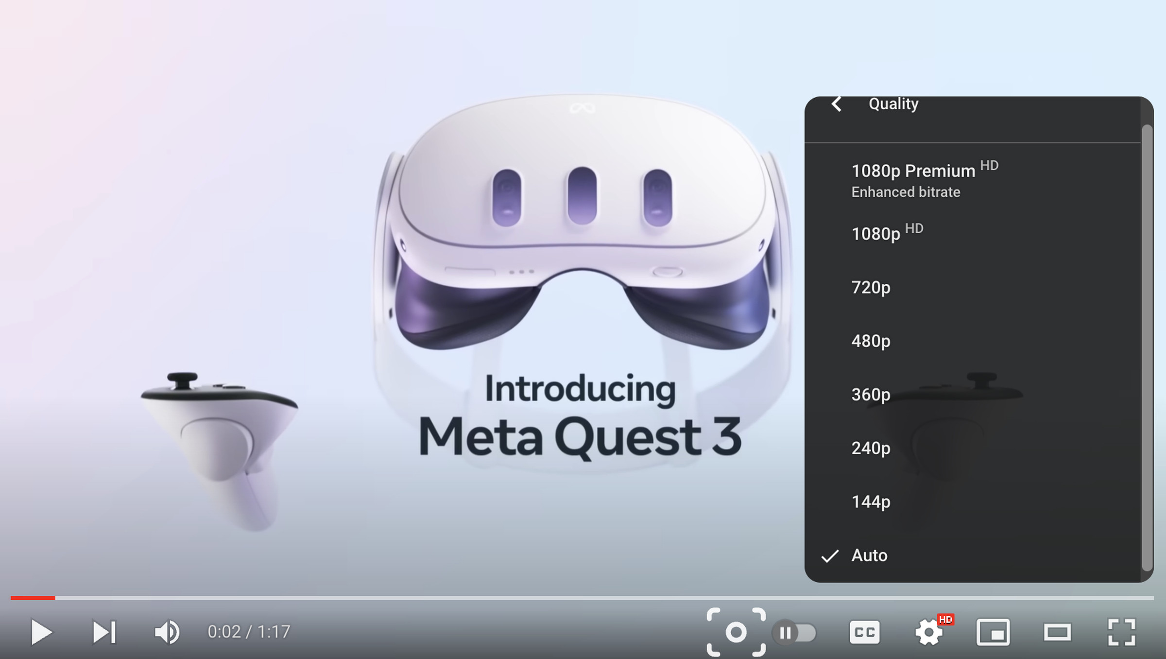 A screenshot from YouTube of a video about the Meta Quest 3.