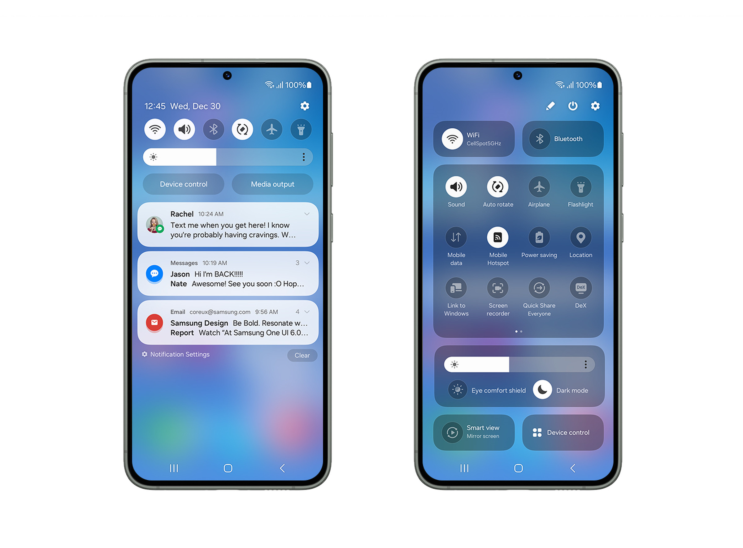 Two screenshots of Samsung’s One UI 6.