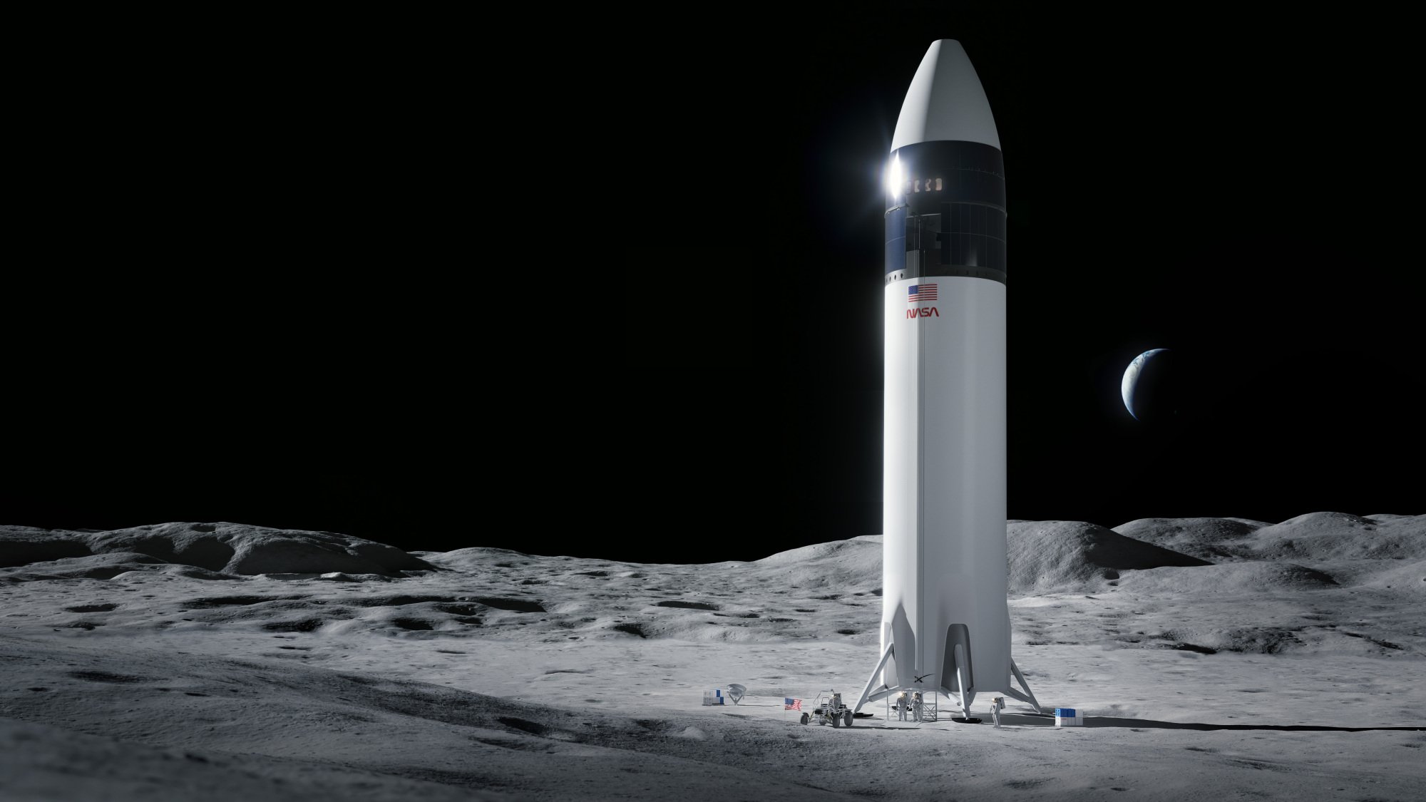 SpaceX Starship landing on the moon