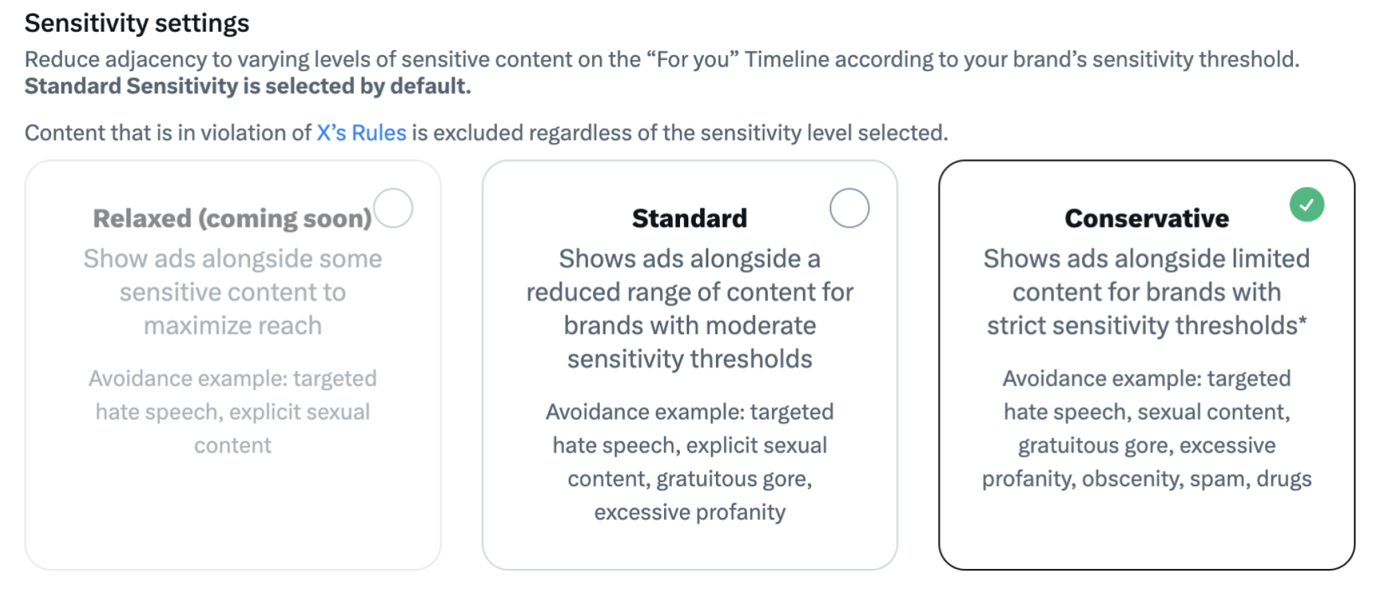 Screenshot of the sensitivity setting panel